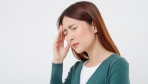 頭痛に耐える女性