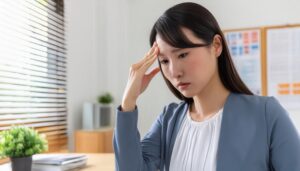 頭痛を抱える働く女性