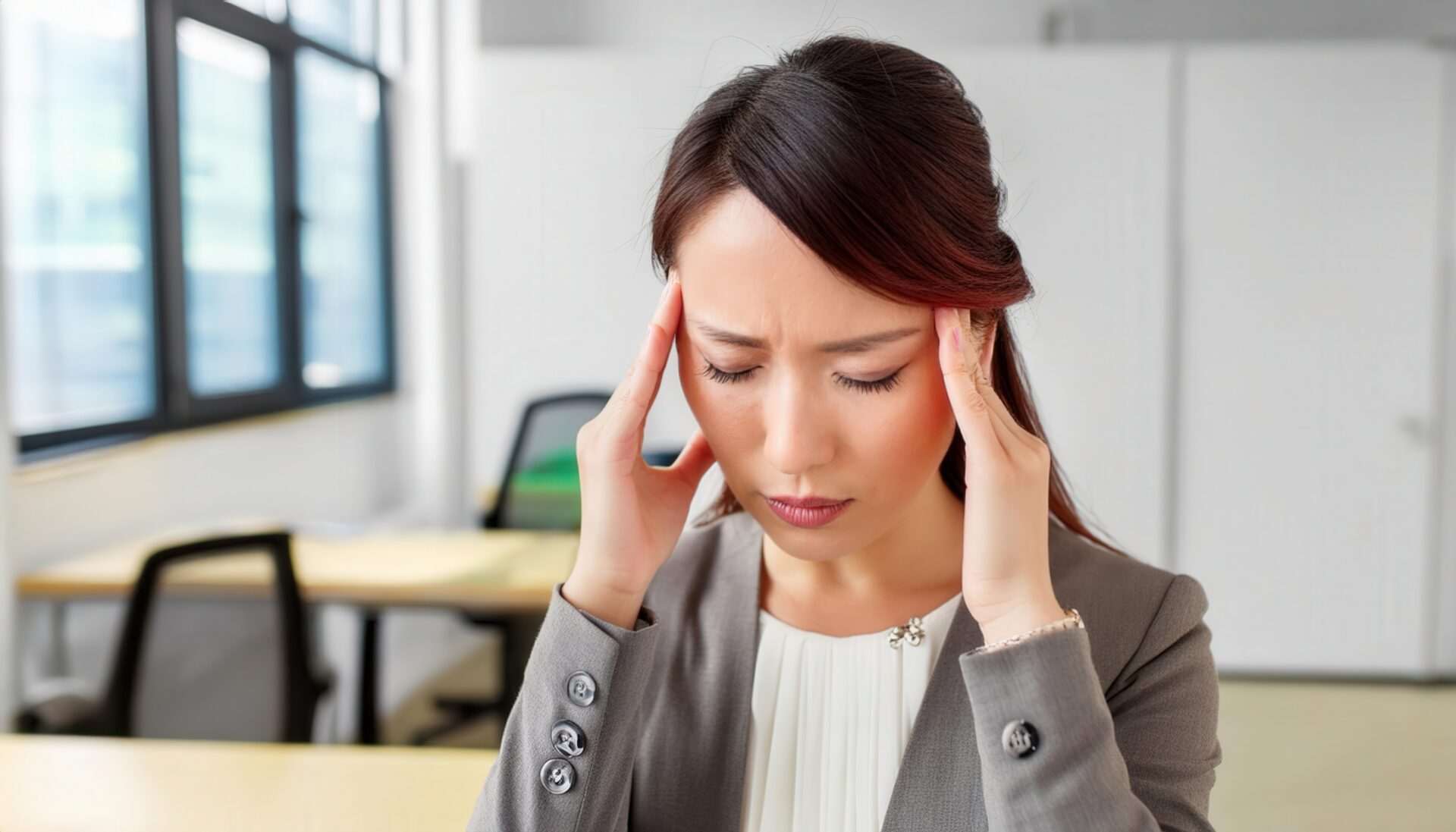 頭痛を感じる職場の女性
