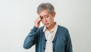 頭痛を感じる中年男性
