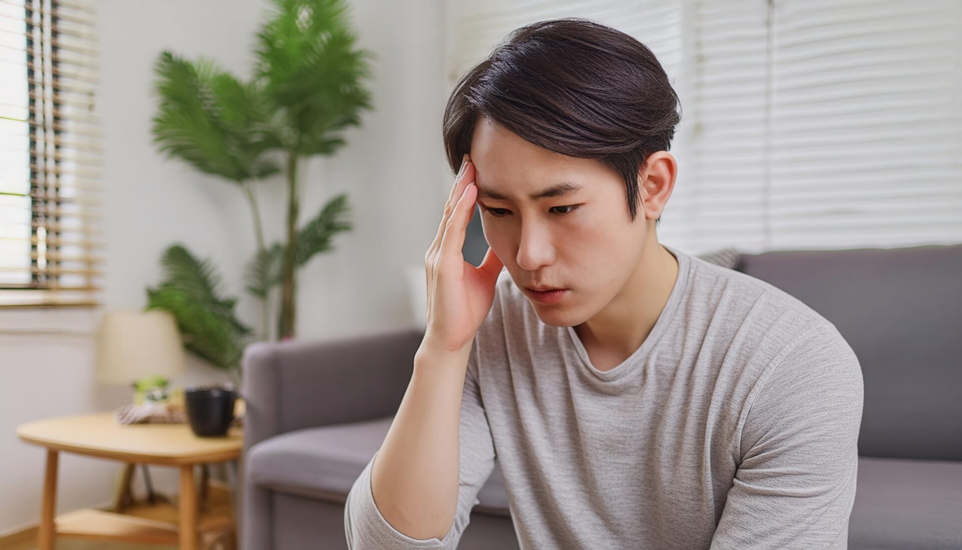 頭痛を感じる若い男性1