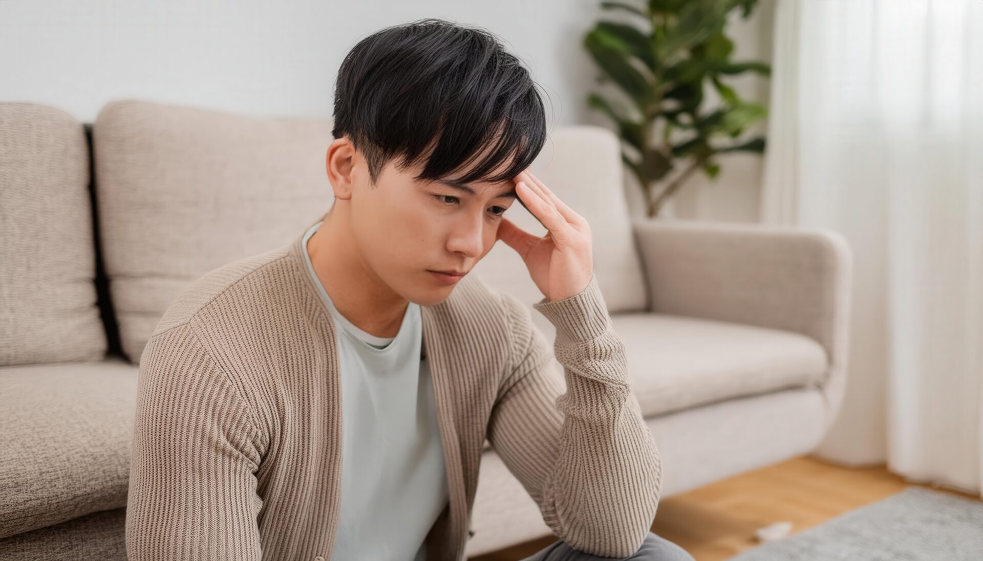 頭痛を感じる若い男性2
