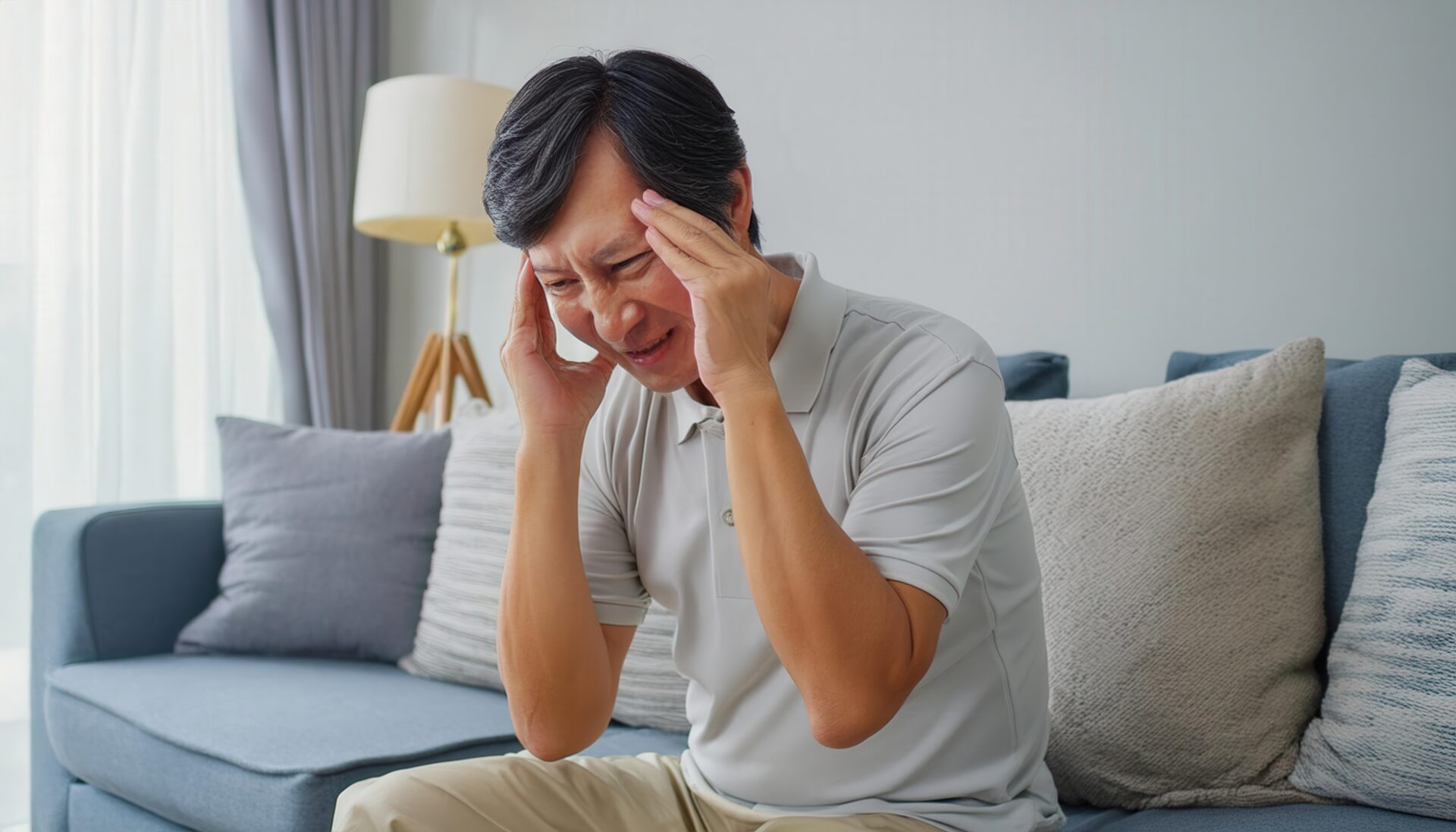 頭痛に苦しむ中年男性3