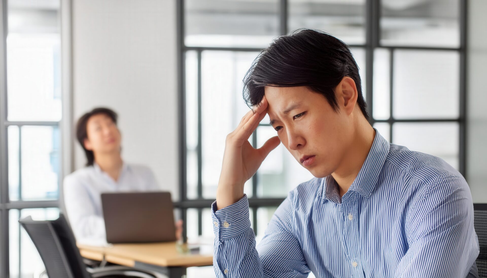 頭痛を抱えるオフィスワーカー1