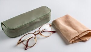 緑のメガネケースとメガネ