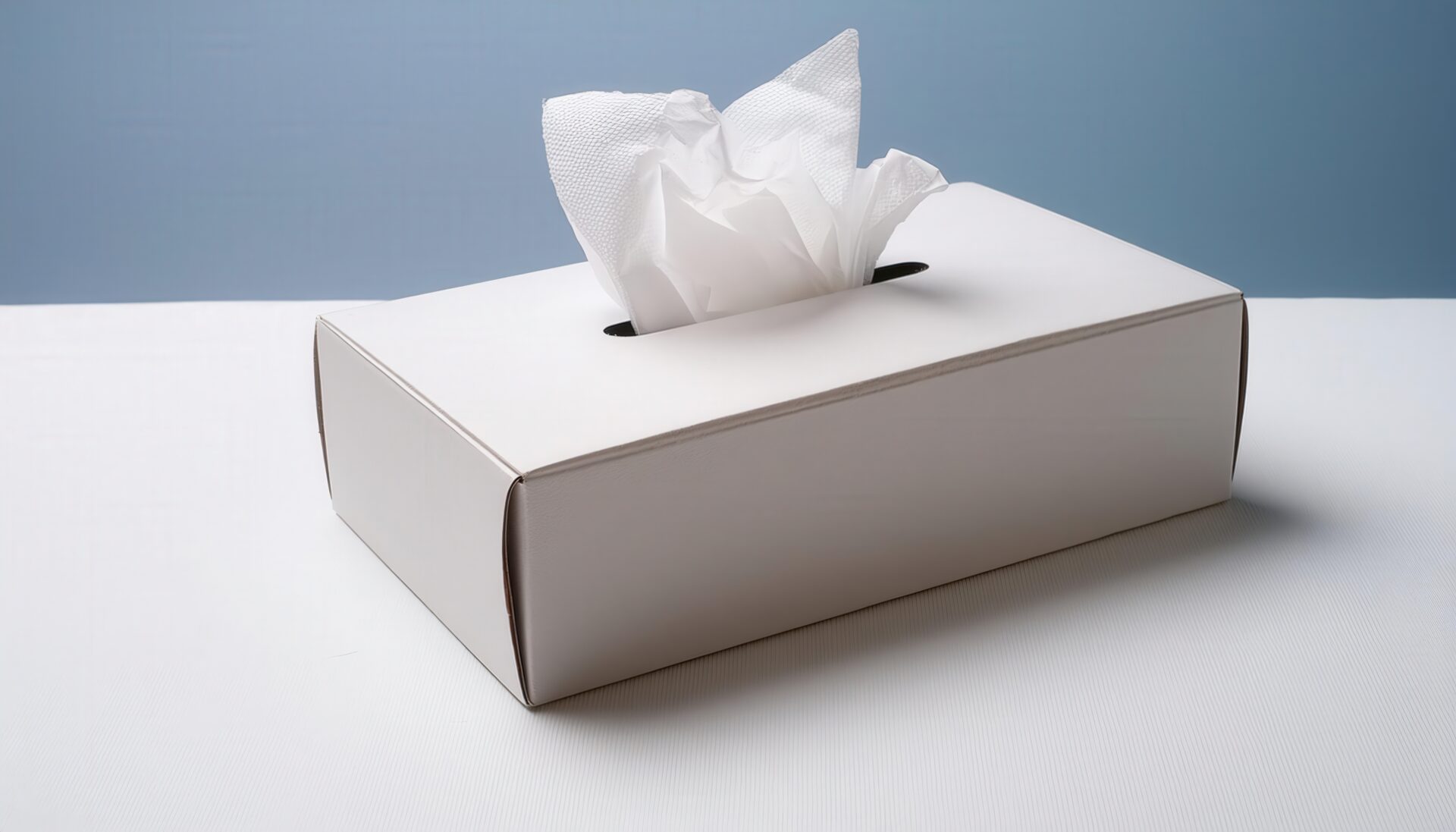 取り出しかけの白いティッシュボックス
