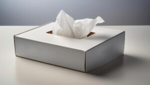 白いティッシュボックスから取り出す紙製品