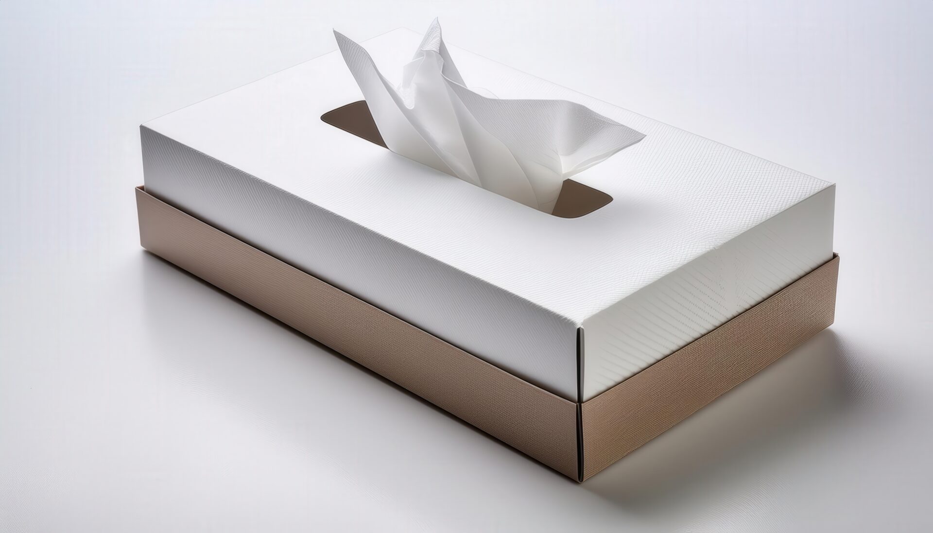 下部ケース付きの白いティッシュボックス