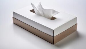 下部ケース付きの白いティッシュボックス