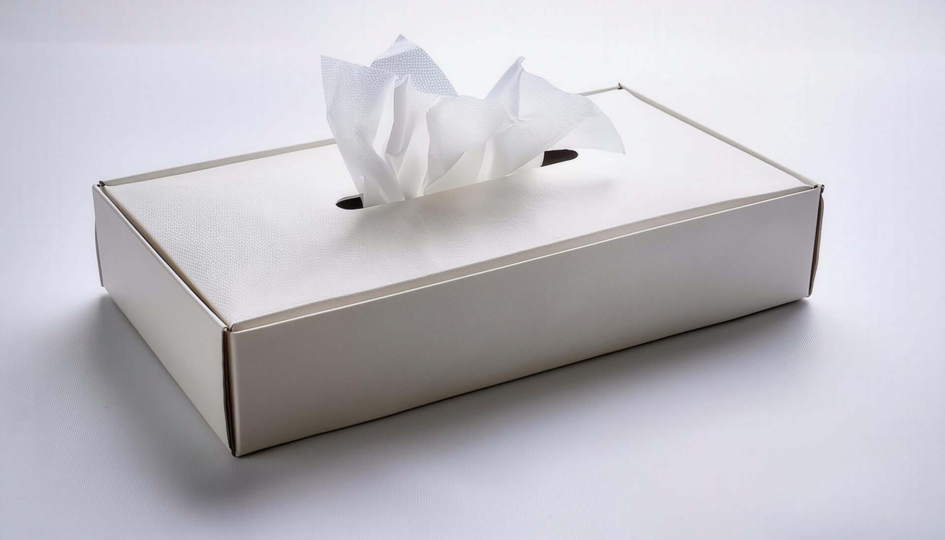 リビングに置かれた白いティッシュボックス