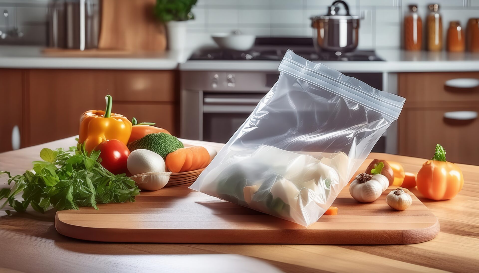 カット野菜を入れた保存用ジッパーバッグ