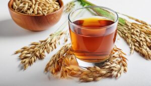 大麦の穂と麦茶の入ったグラス