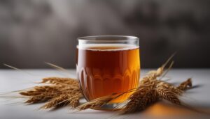 大麦の穂と麦茶の入ったグラス