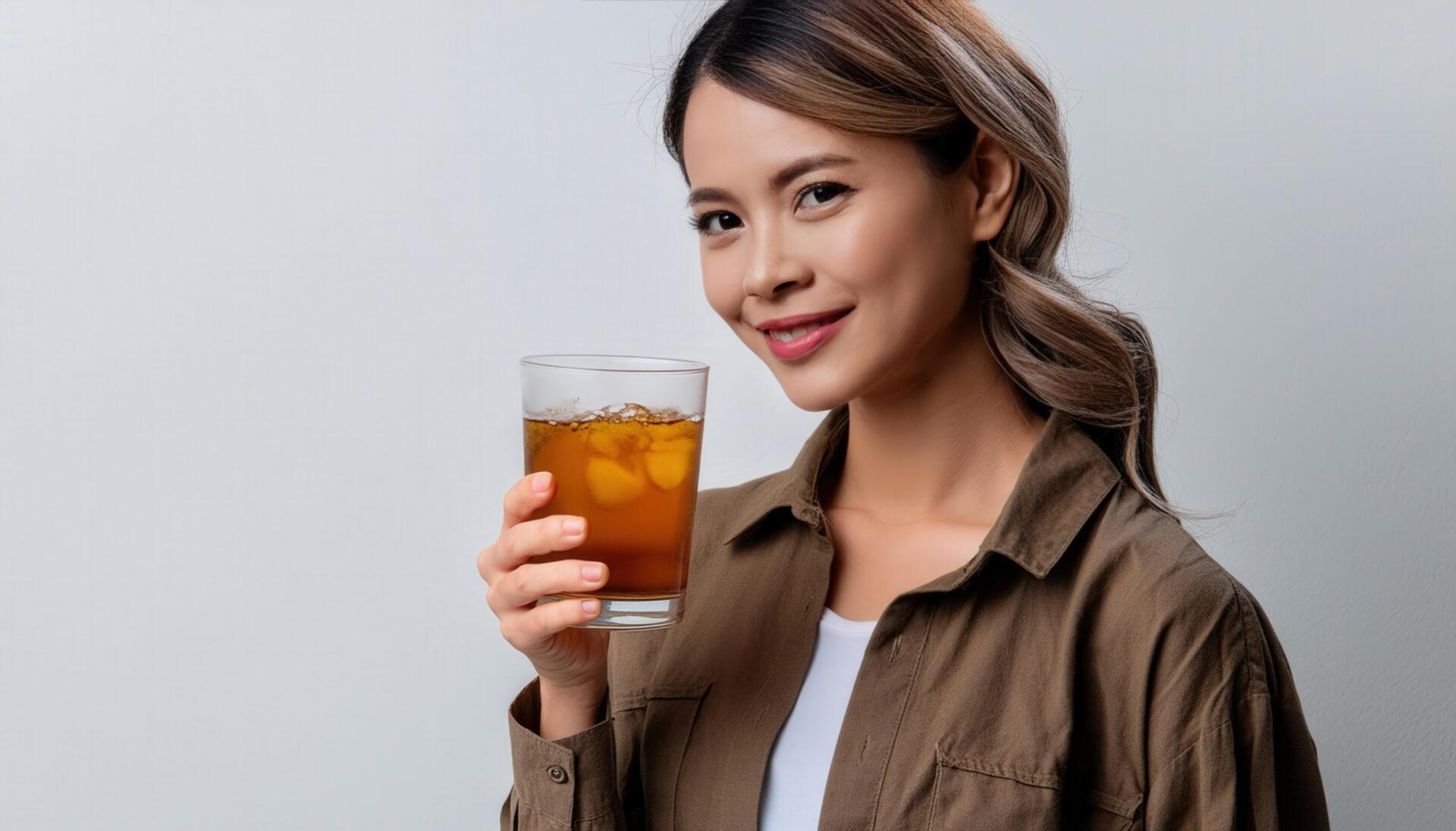 麦茶を手にする人