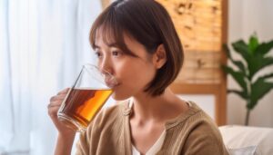 麦茶を飲む人
