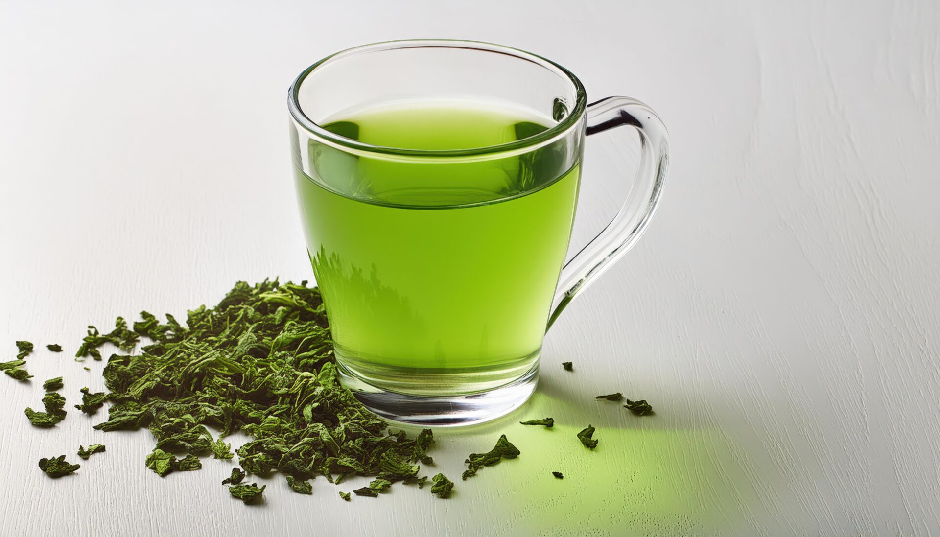 テーブルに置かれた緑色の飲み物