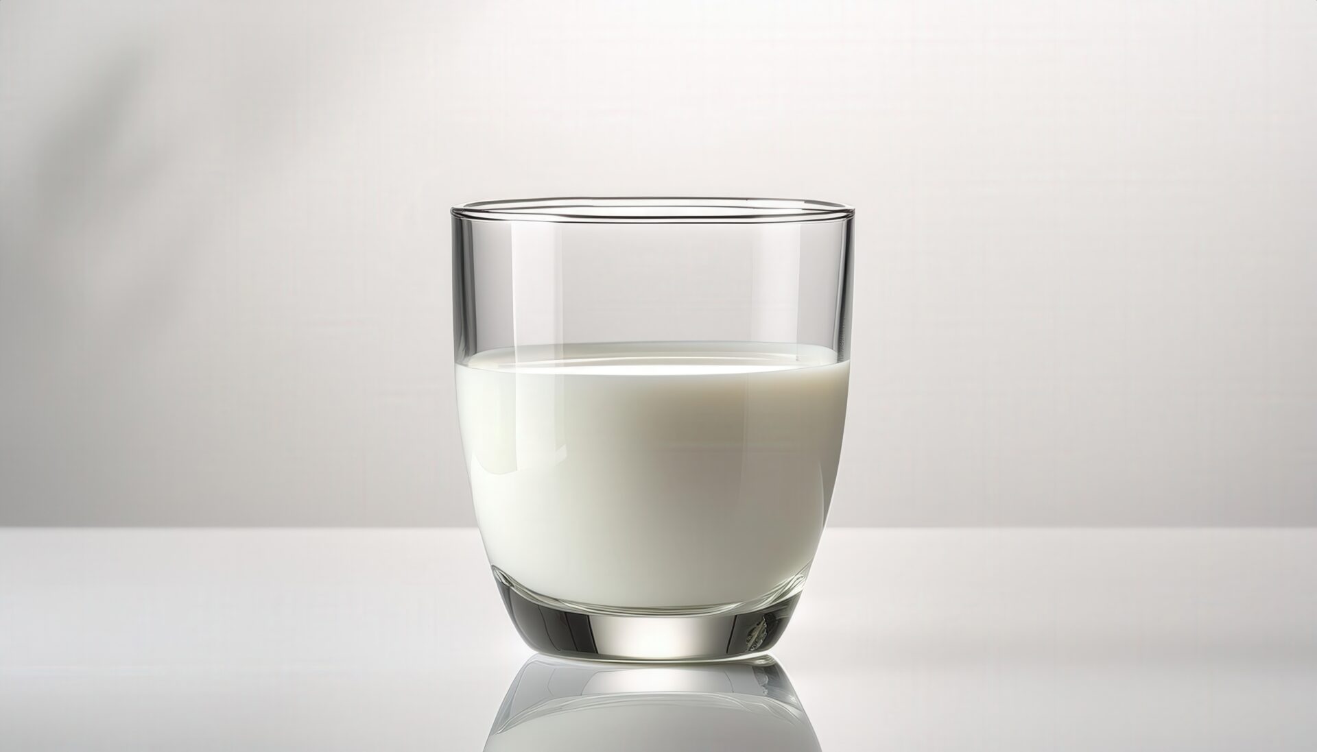 白背景でグラスに入った牛乳