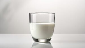 白背景でグラスに入った牛乳