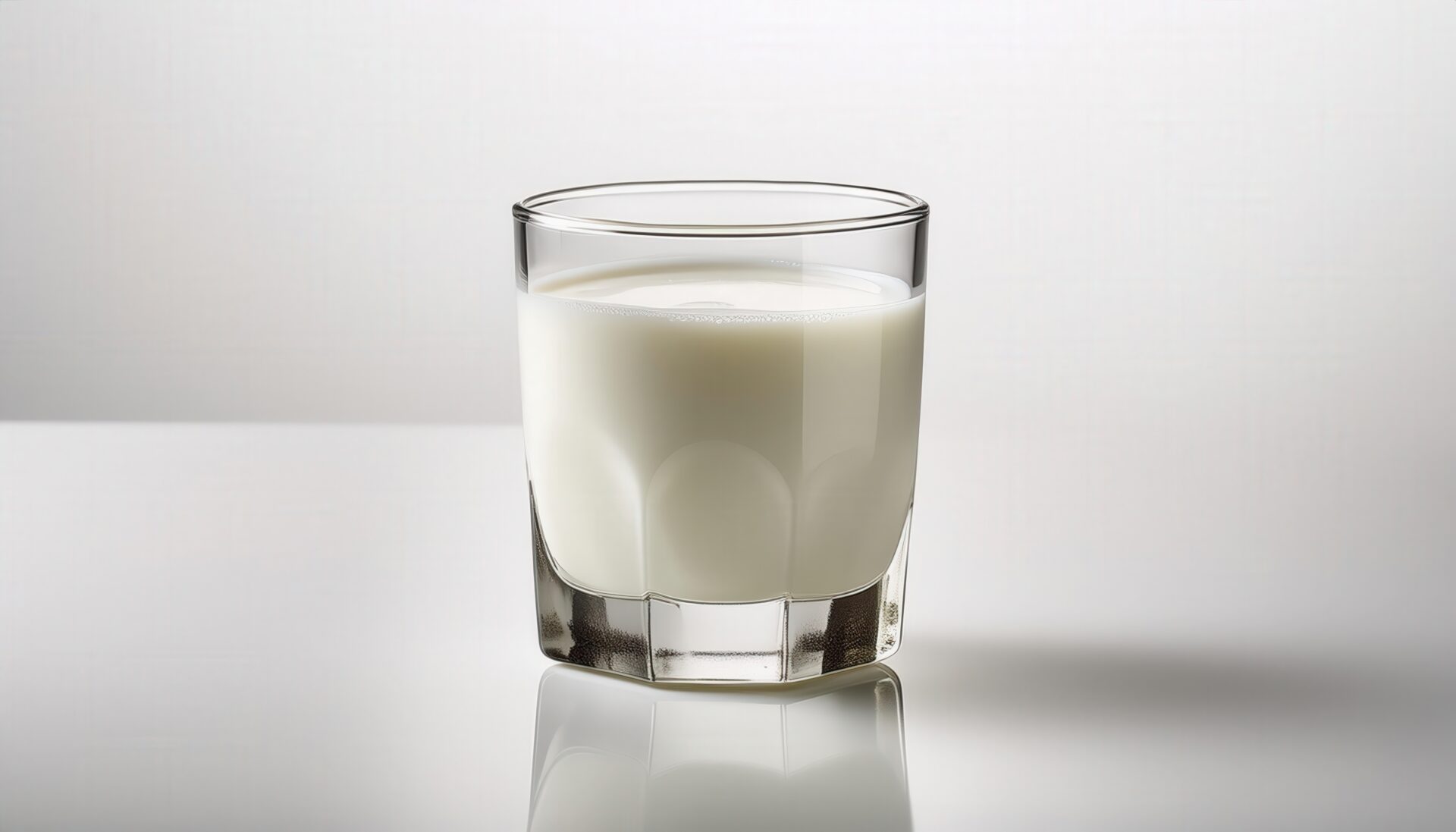 白背景で満たされた牛乳グラス