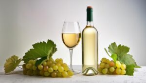 ブドウと並んだ白ワイン