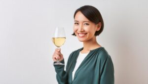 白ワインを手にした人