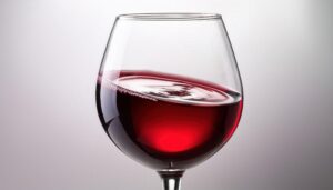 赤ワインの艶やかな表面を映したグラス