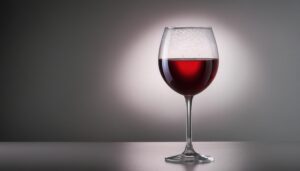光に照らされた赤ワインのグラス