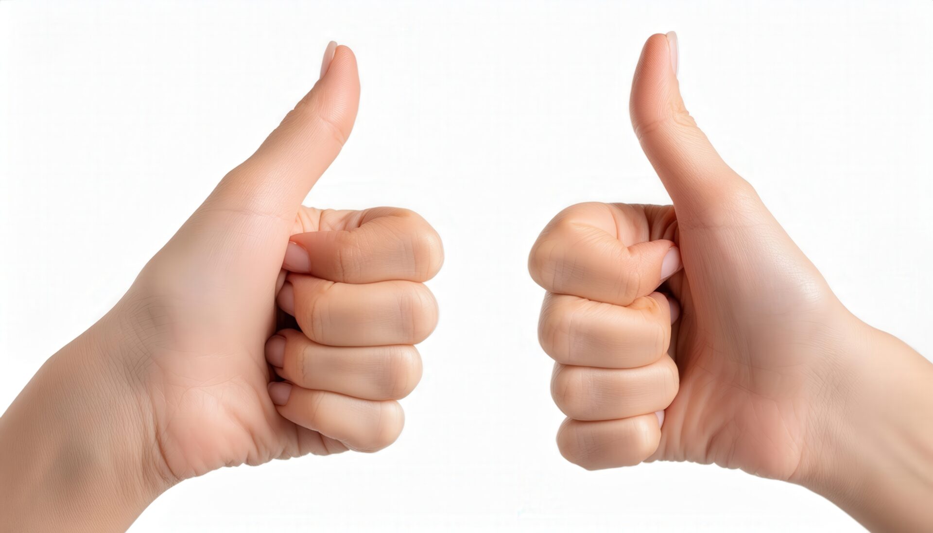 白背景で両手のサムズアップ