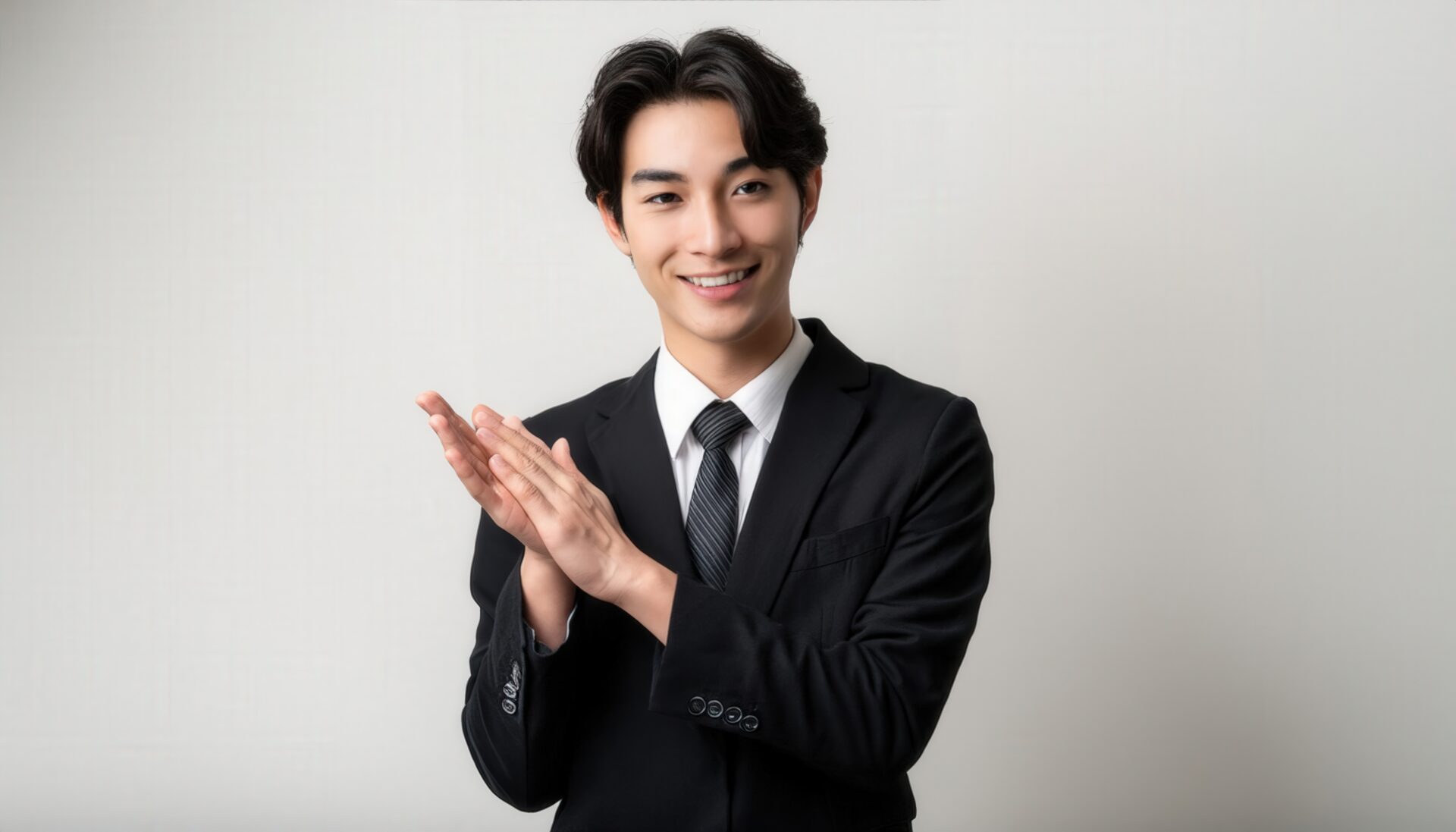 拍手する男性の手元