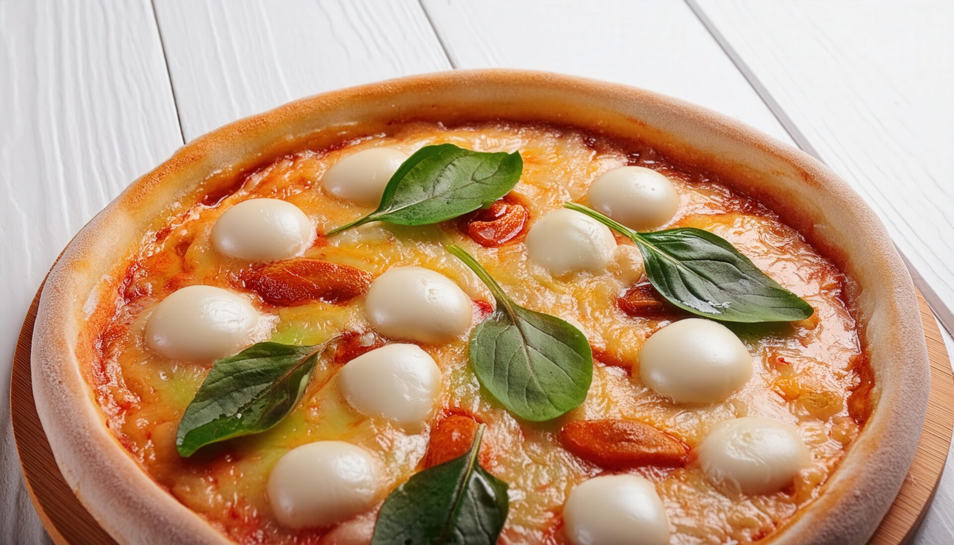 バジルとモッツァレラのピザ