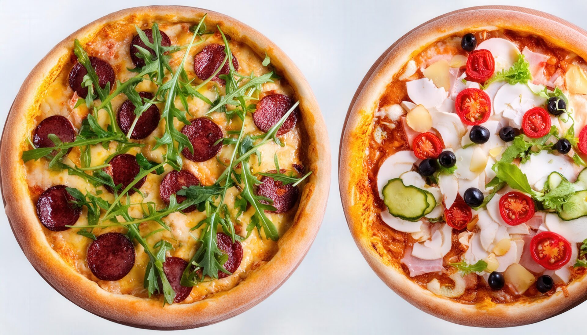 2種類のトッピングピザ