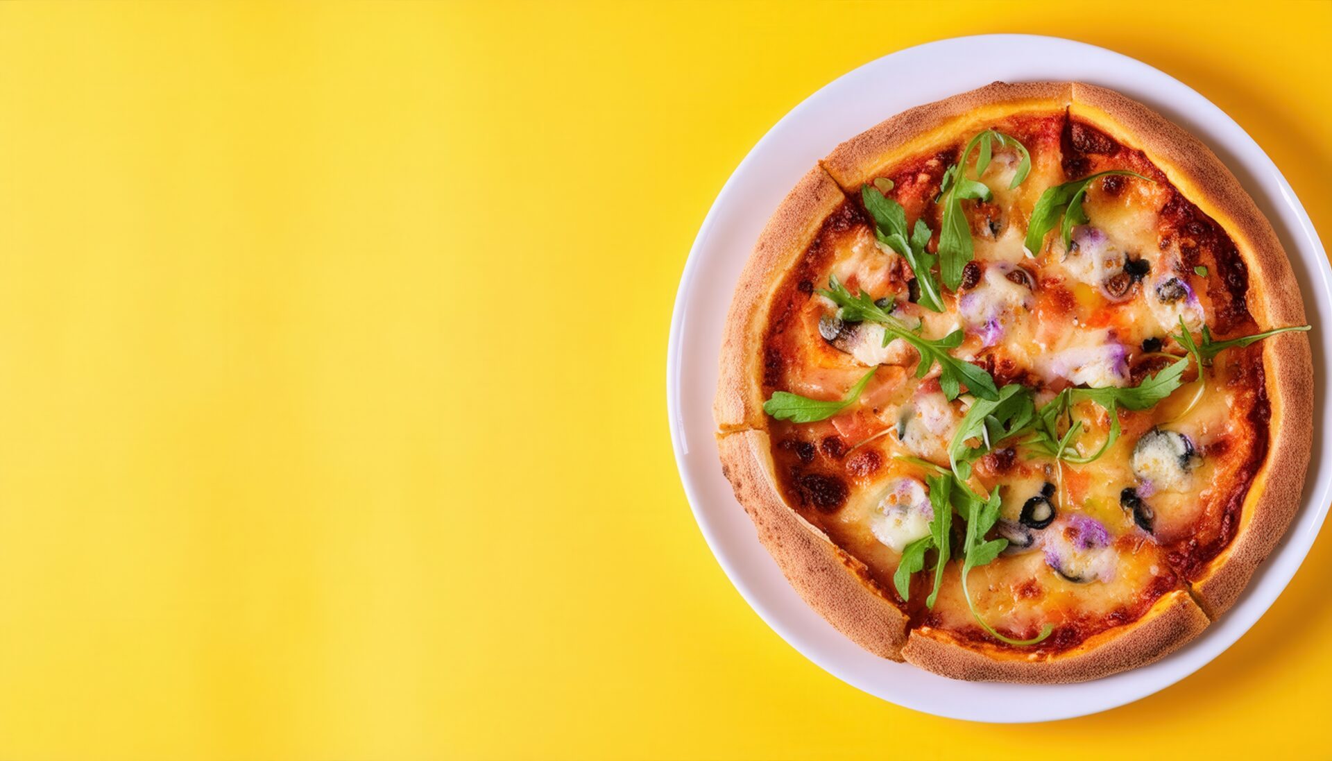 ルッコラとオリーブのピザ