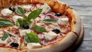 ゴルゴンゾーラとバジルのピザ