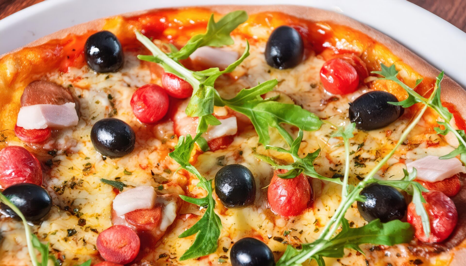 ソーセージとオリーブのピザ