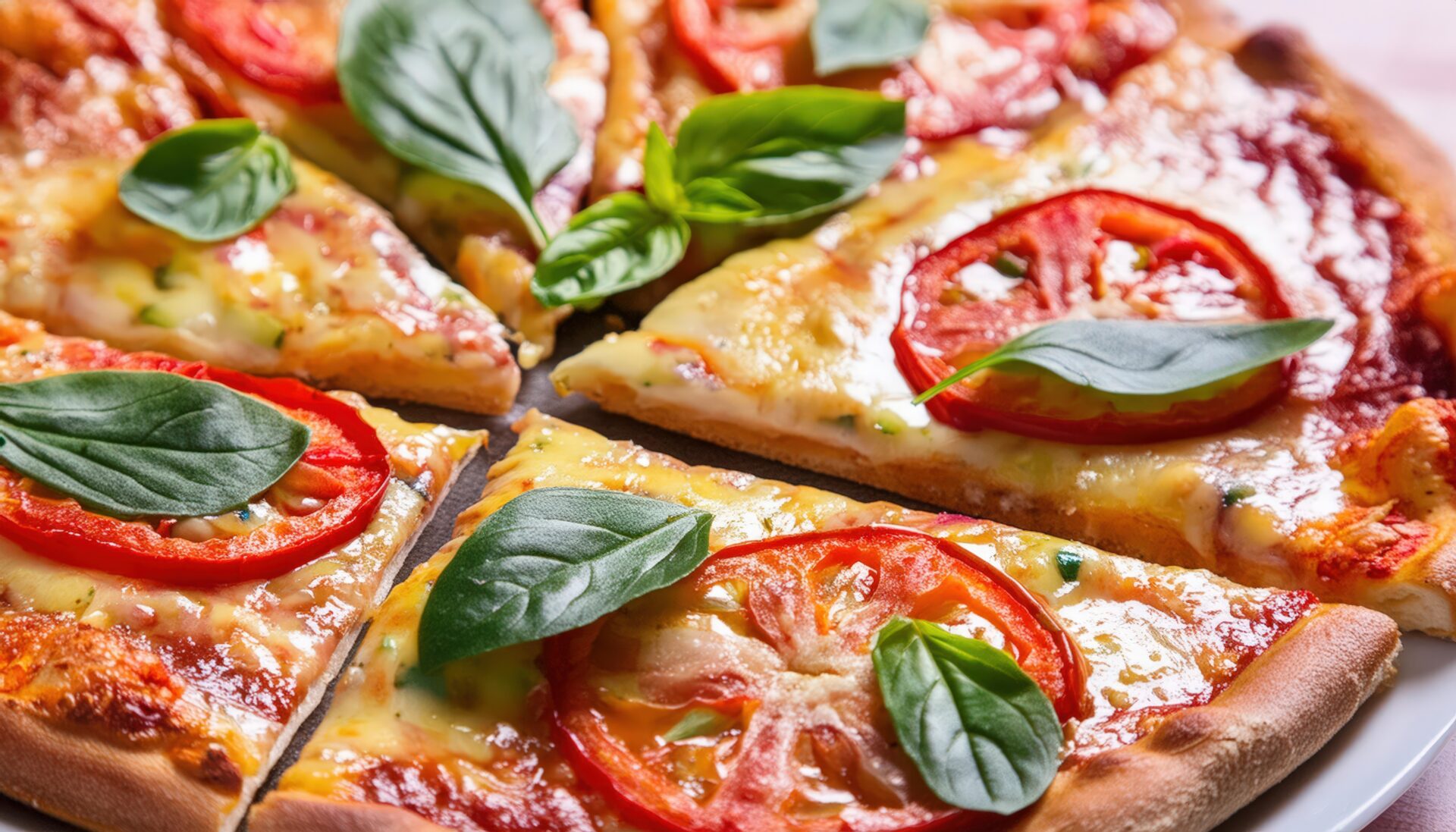 トマトとバジルのピザ