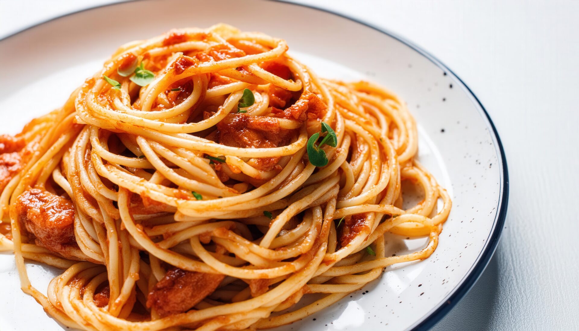 トマトソースのパスタ（クローズアップ）