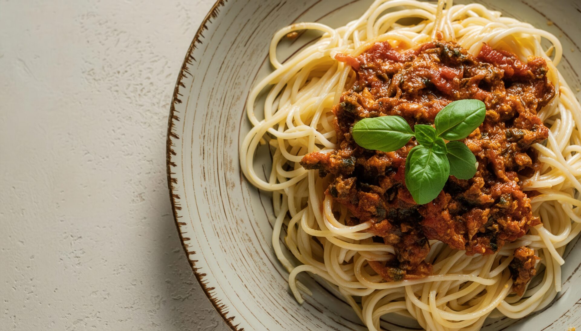 ミートソーススパゲッティ（バジル添え）