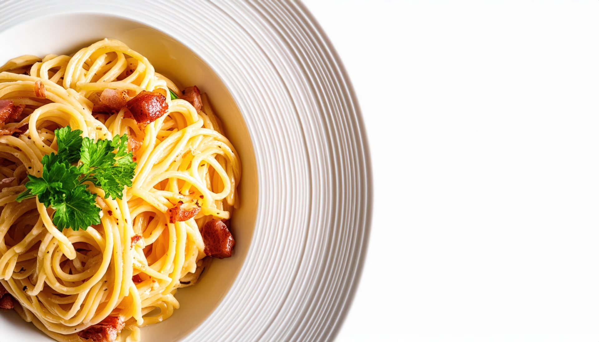カルボナーラスパゲッティ（パセリ添え）