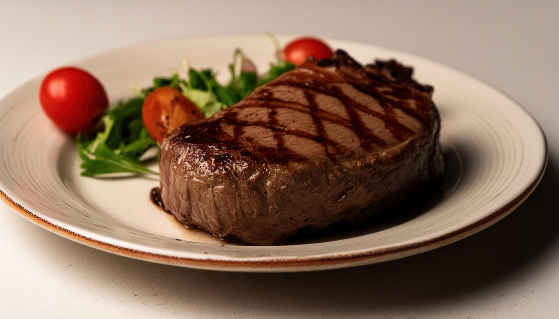 ステーキとトマトの盛り付け