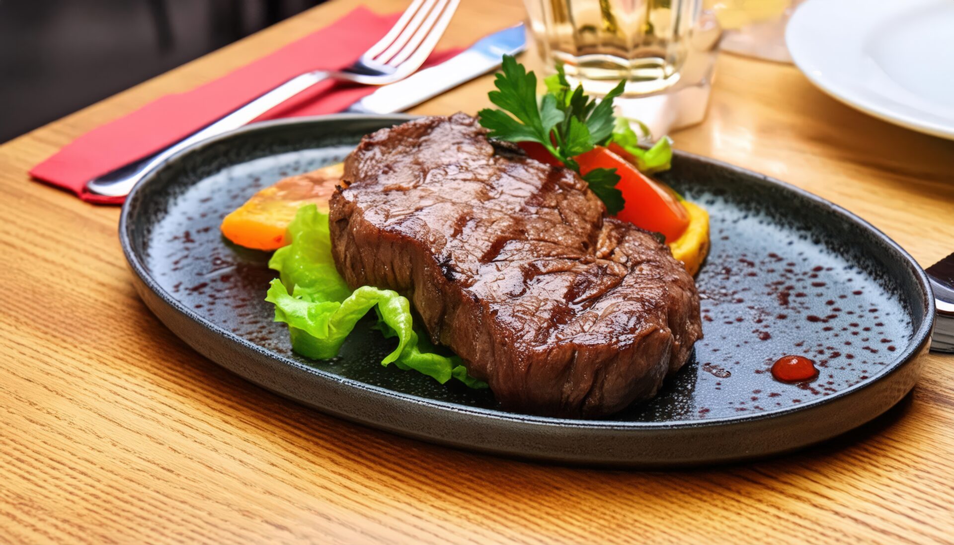 ステーキと温野菜プレート