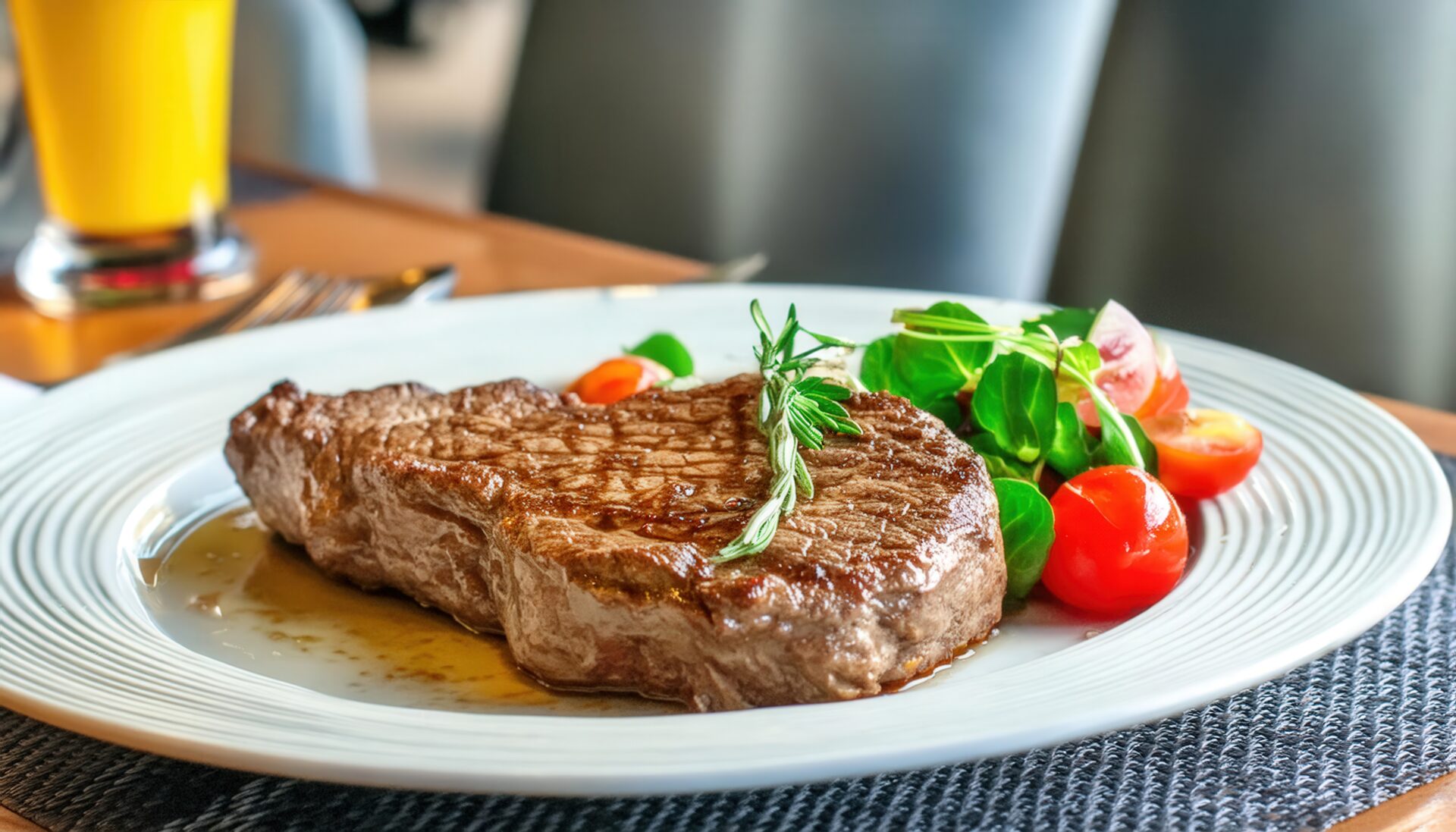 ステーキとサラダの盛り合わせ