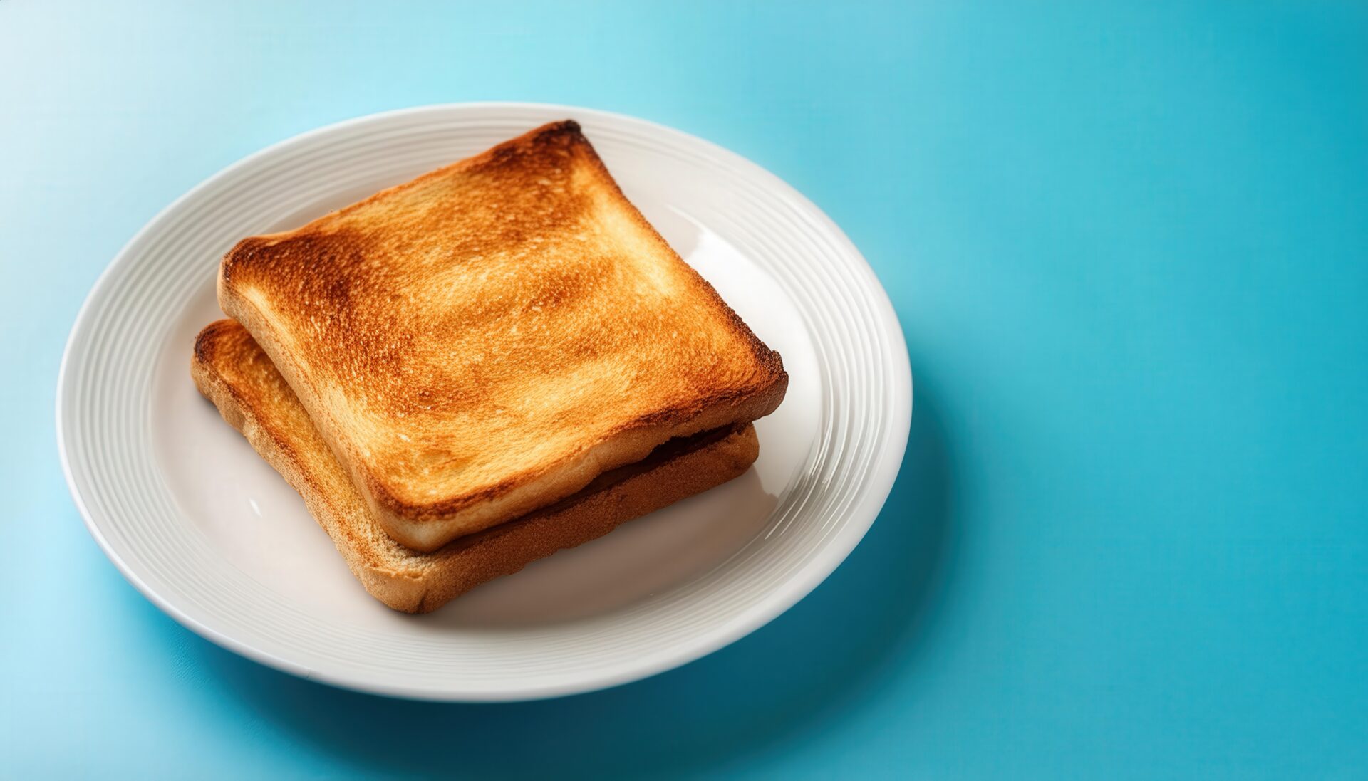 白皿と青背景のトースト