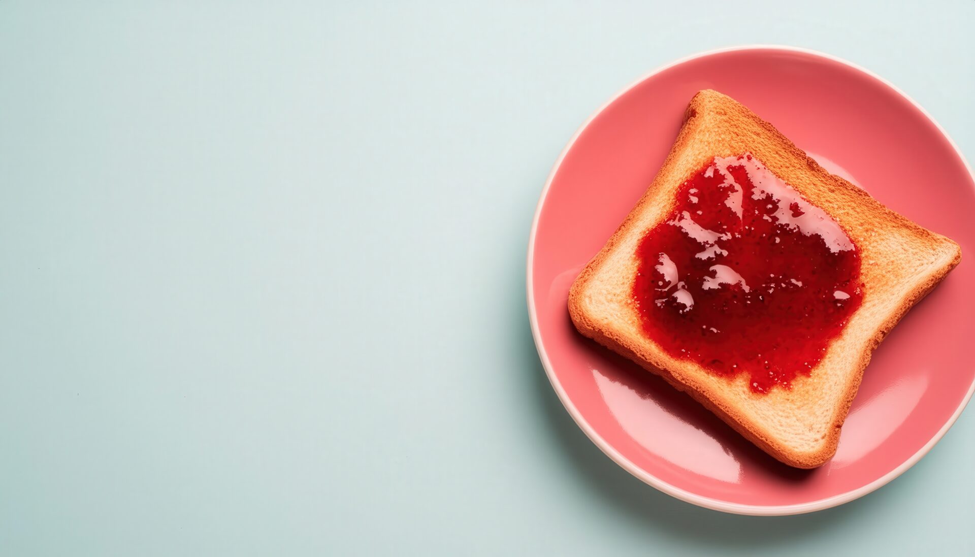 ピンク皿のイチゴジャムトースト