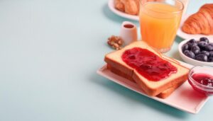 朝食セットとジャムトースト