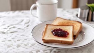 コーヒーカップとジャムトースト