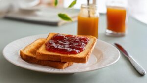 ジャムトーストの朝食テーブル