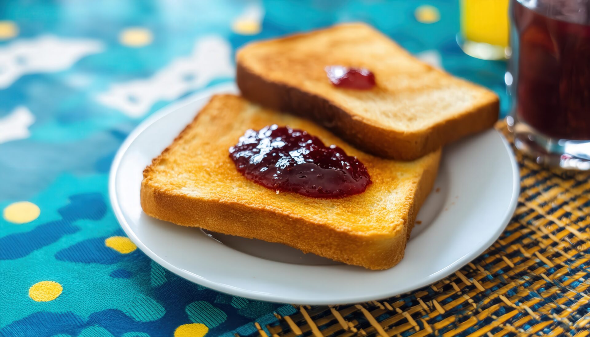ジャムトーストの朝食