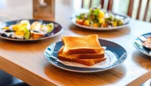 トーストと彩り豊かな朝食