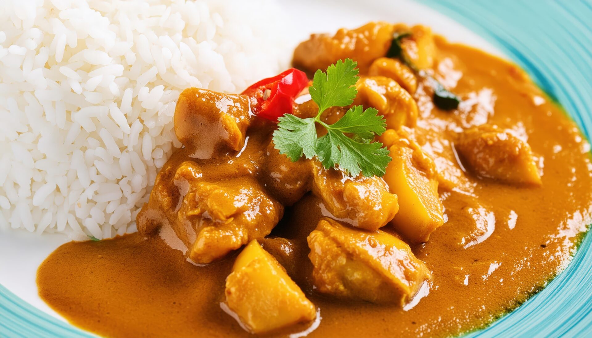 パクチーと唐辛子のカレーライス