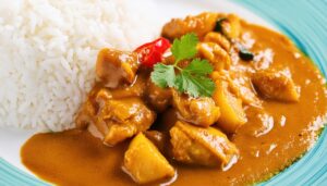 パクチーと唐辛子のカレーライス